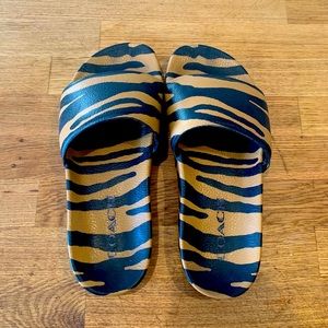 Coach tiger stripe slides